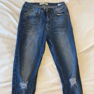 Dark blue ripped jeans